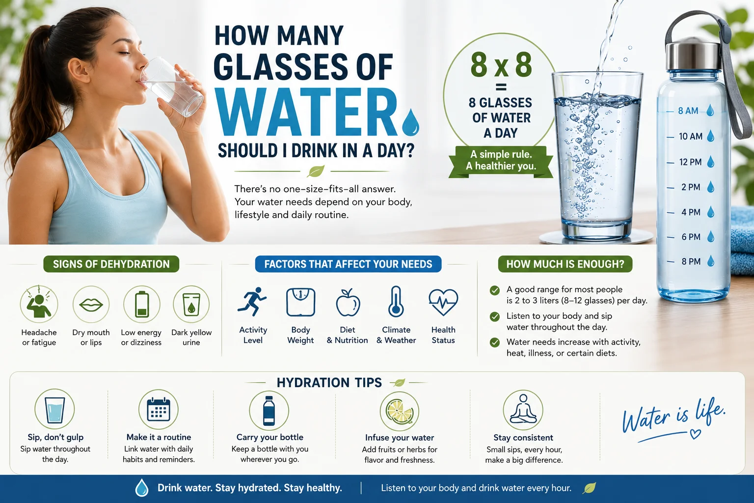 How many glasses of water should I drink in a day?